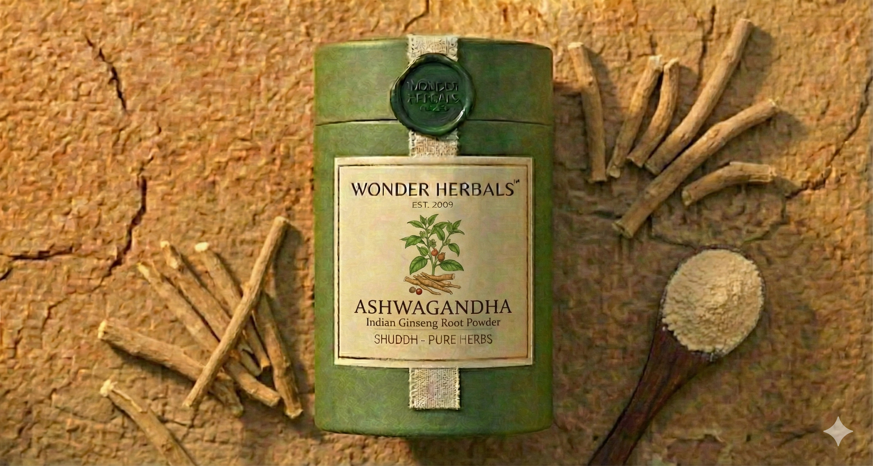 Ashwagandha Powder Pure Stone-Crushed  | Wild-Crafted Indian Ginseng  - 100g